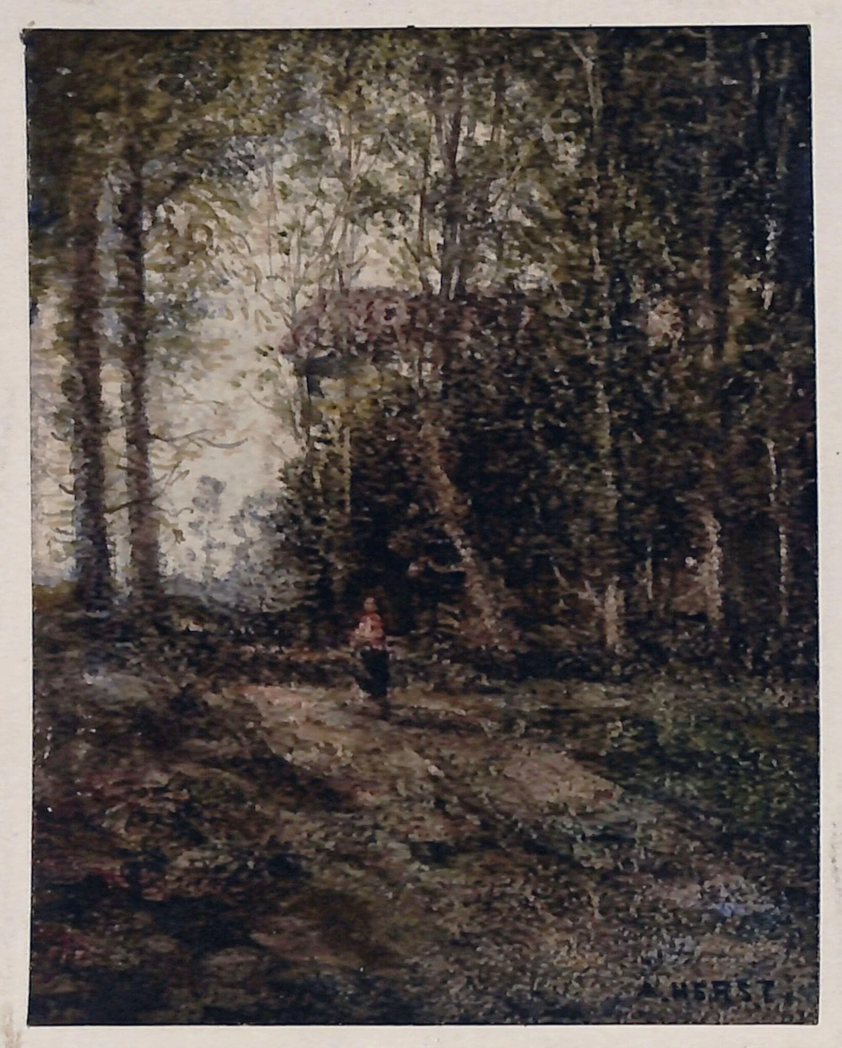 Landscape with house, by Auguste Clément Joseph Herst, watercolor, 1850