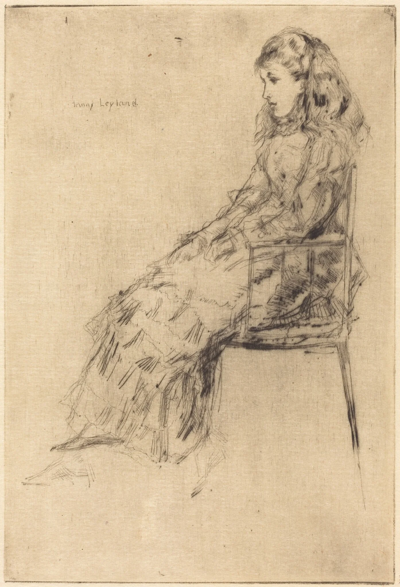 Fanny Leyland, by James McNeill Whistler, ink, 1873