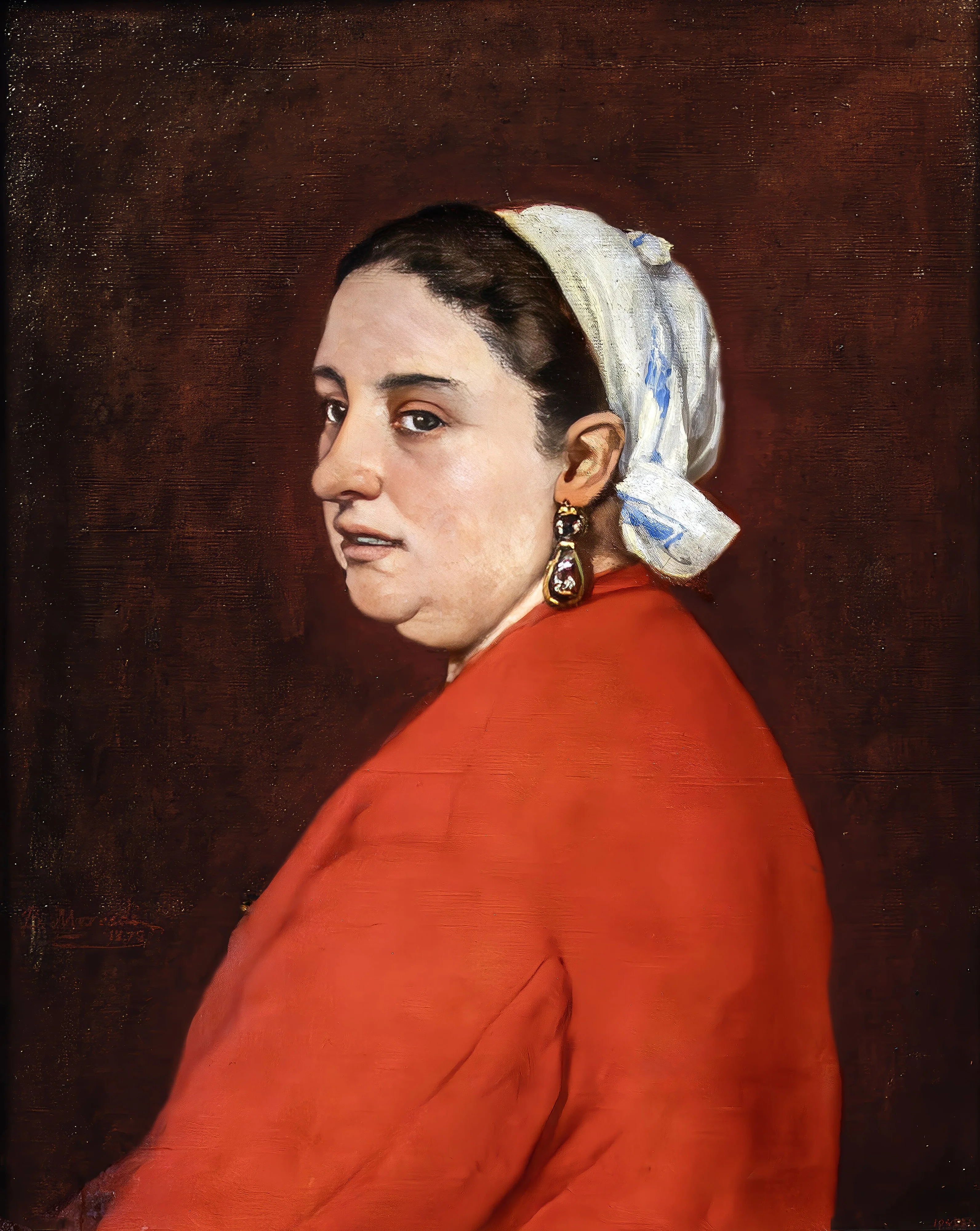 Portrait of Senyora Anita with Red Dress, by Benet Mercadé, oil, 1872