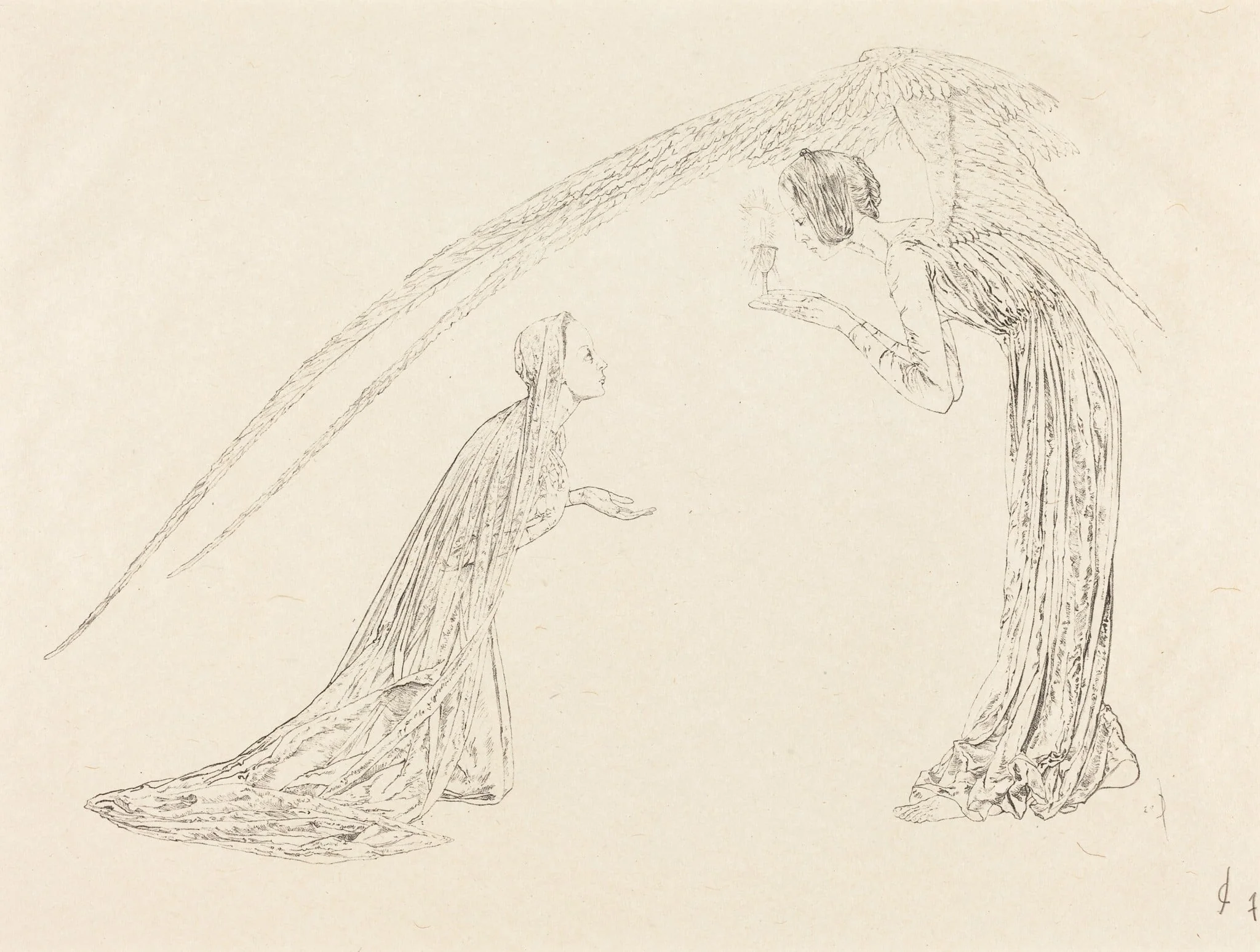The Annunciation (L'Annonciation), by Carlos Schwabe, ink, 1893