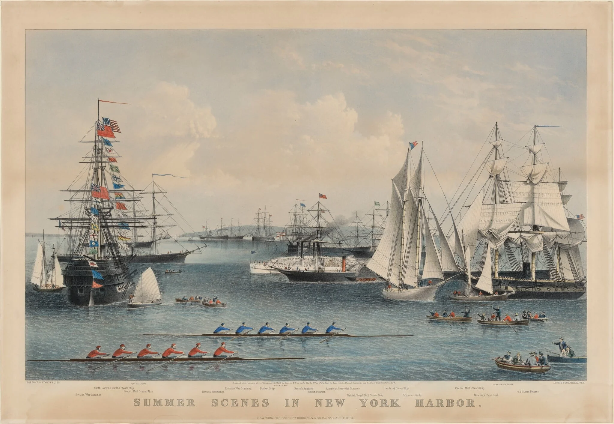 Summer Scenes in New York Harbor, by Charles Parsons, ink, 1869
