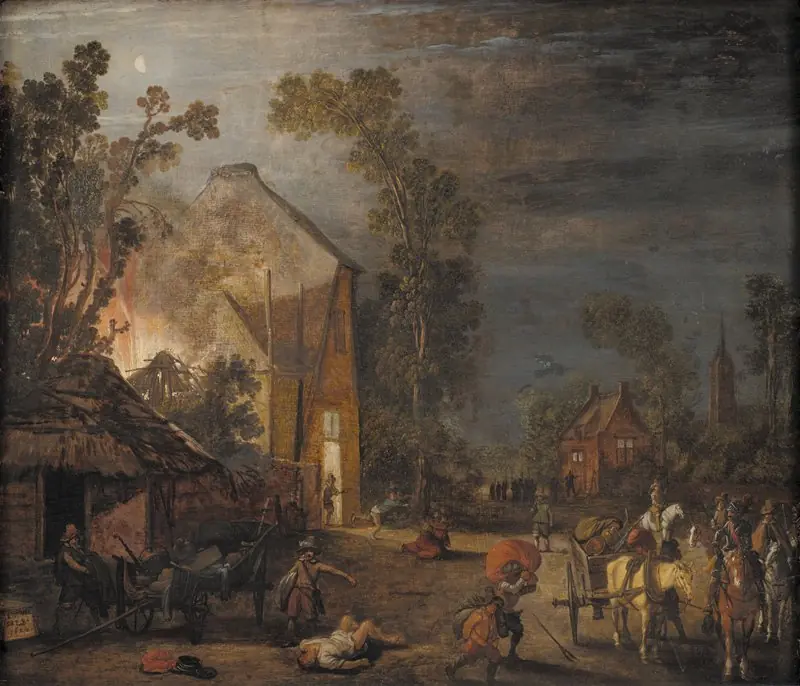 A Village Looted at Night