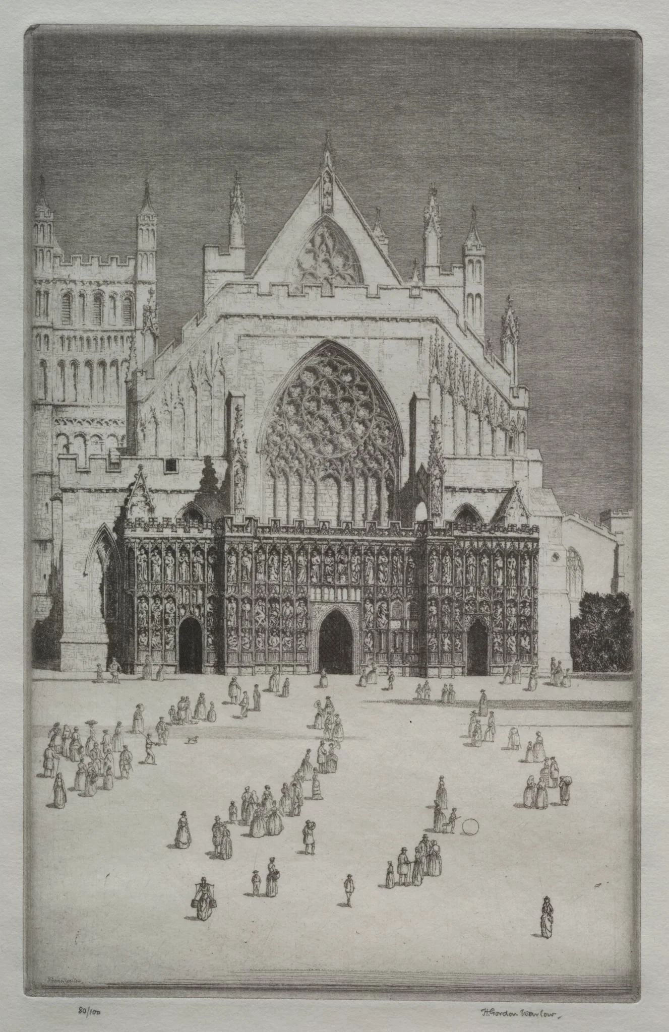 Exeter Cathedral, by Herbert Gordon Warlow, 1923