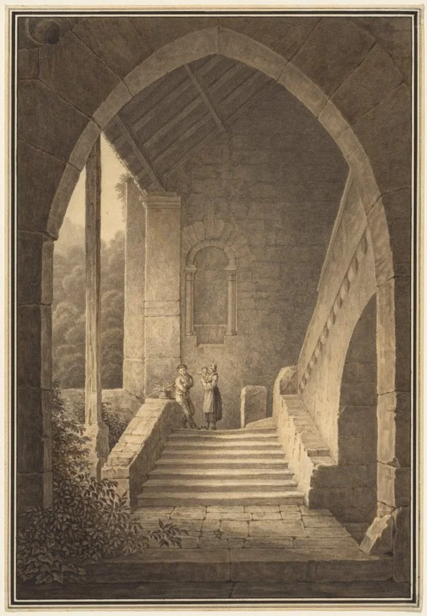 Outer Staircase of a Gothic Ruin, by Domenico Quaglio the Younger, 1830