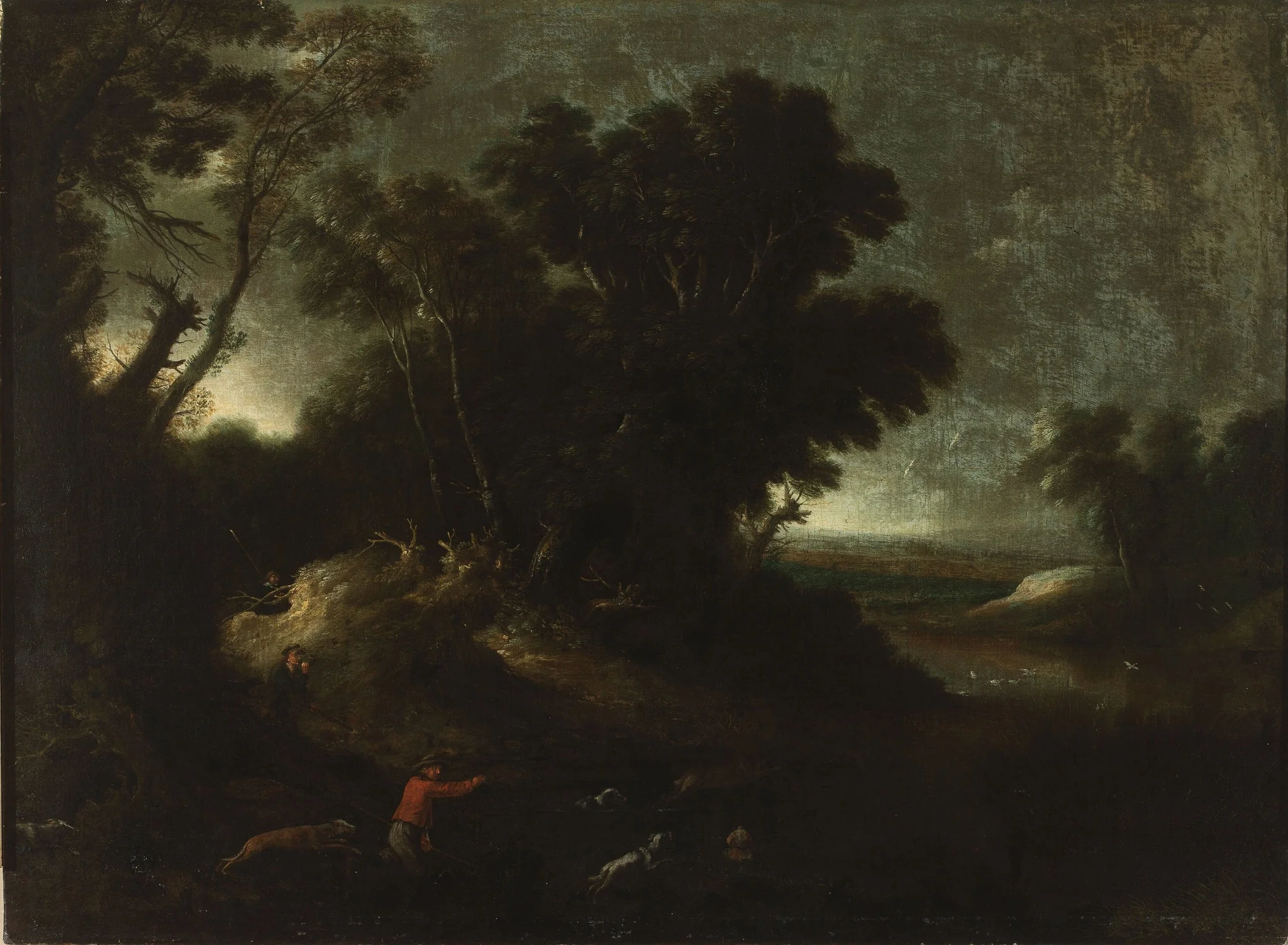 Landscape with deer hunting