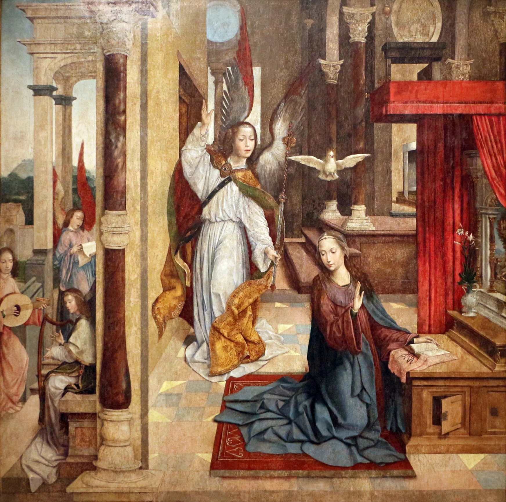 Annunciation, by Frei Carlos, oil, 1523