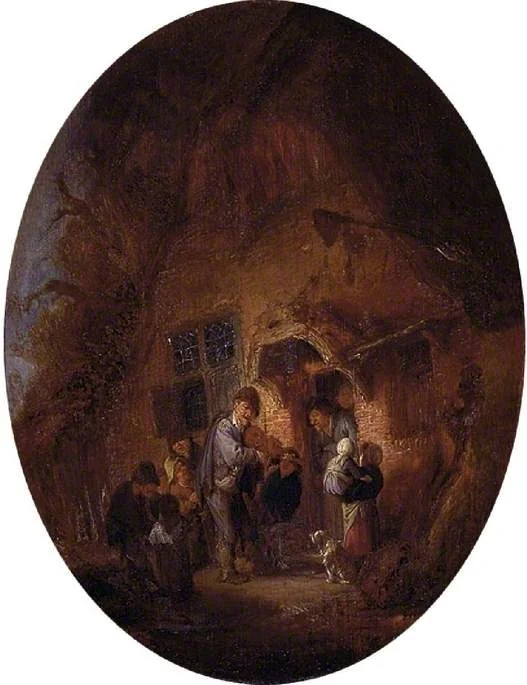 Fiddler at the door of a house, by Adriaen van Ostade, oil, 1639