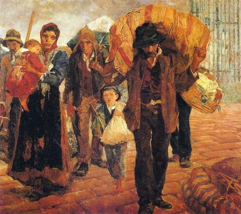 Emigrants, by Antonio Rocco, oil, 1910