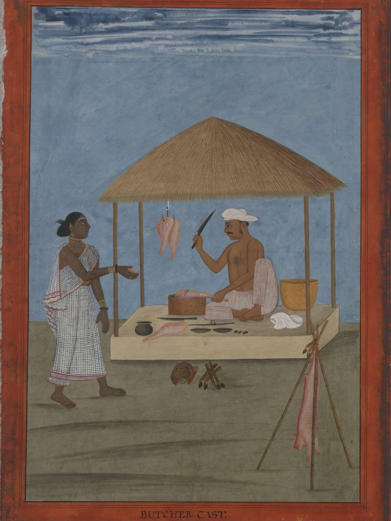 A butcher and his wife, by Unknown, paint, 1770