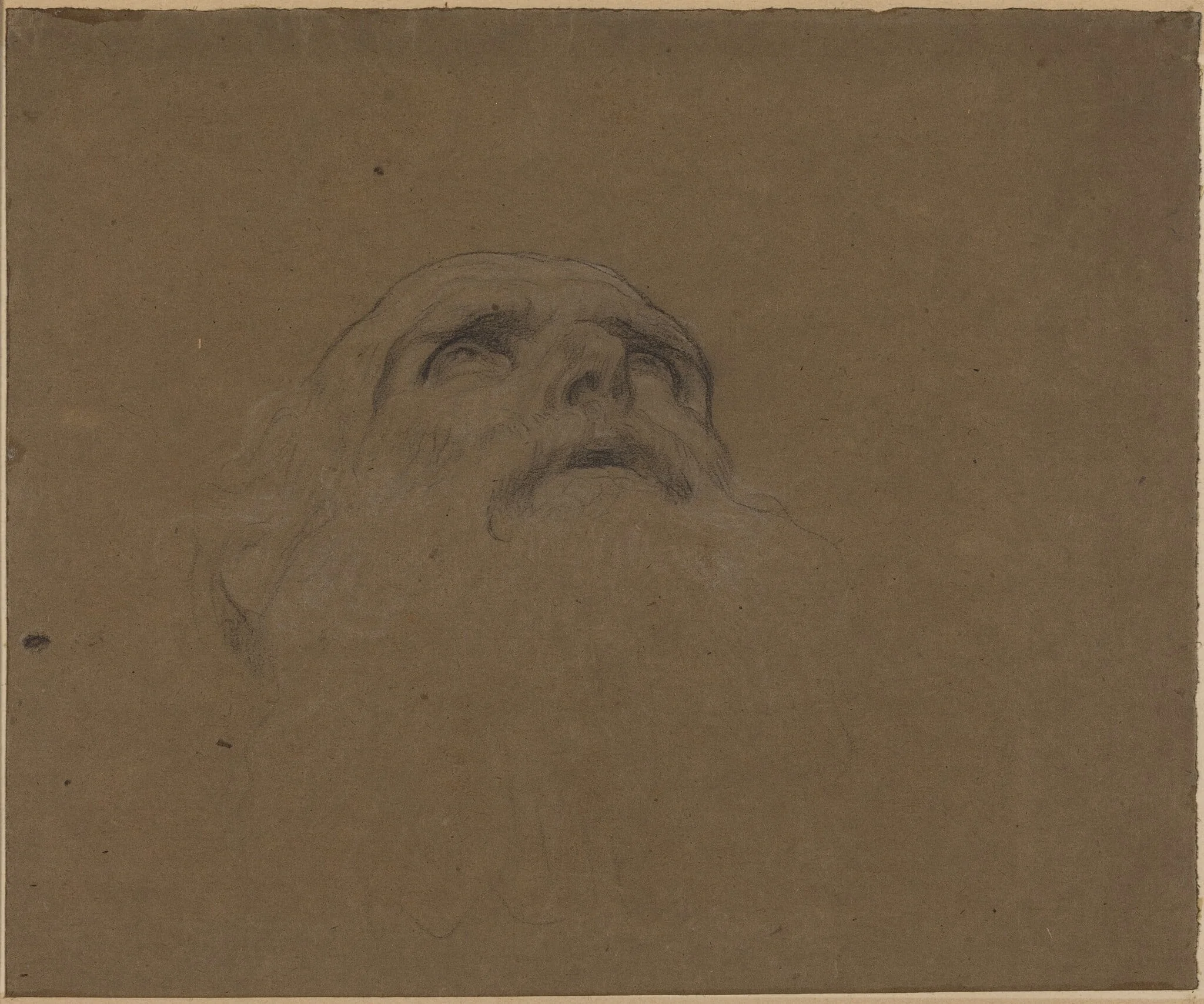 Head of an Old Man, by Alphonse Legros, chalk, 1874