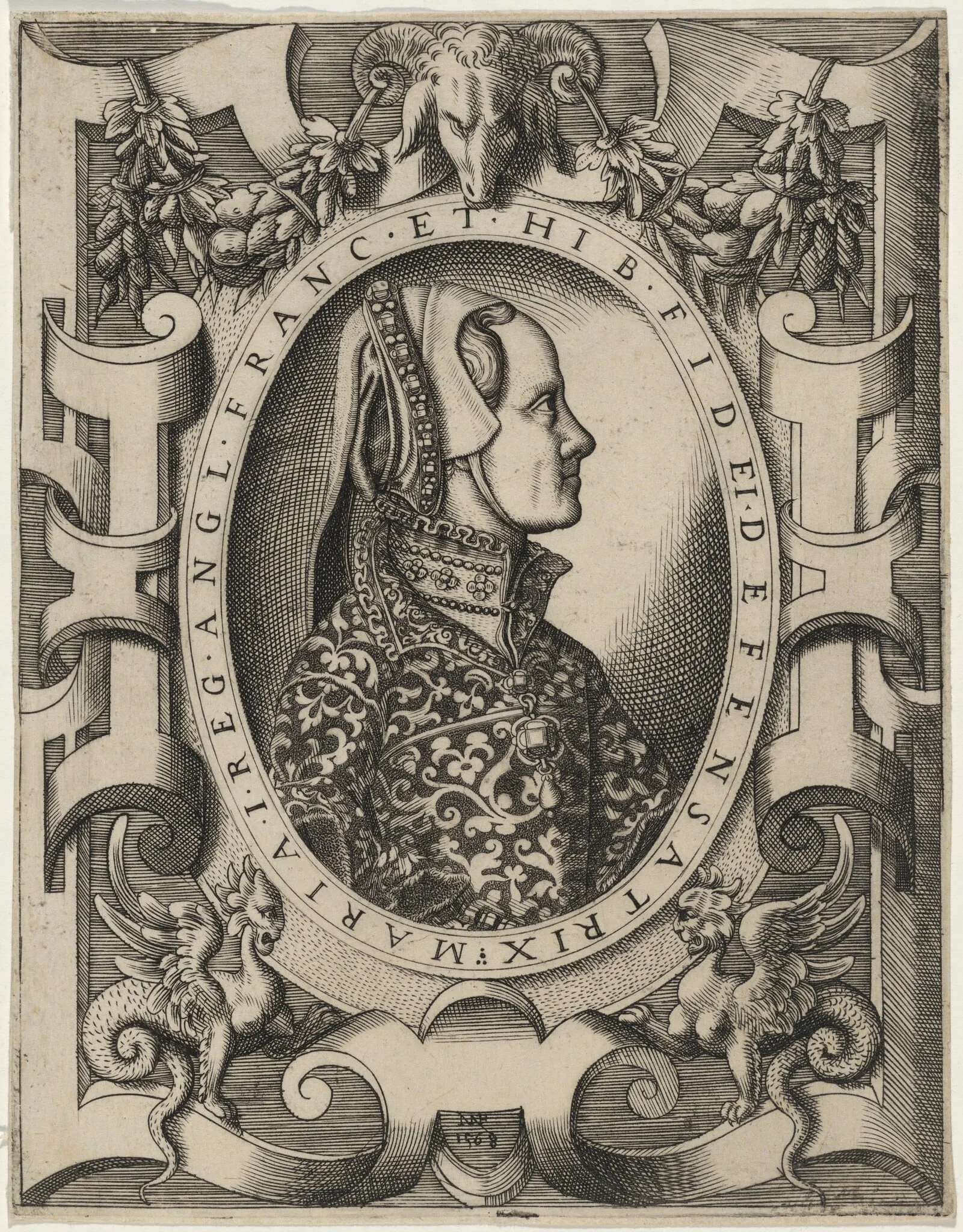 Queen Mary of England, by Niccolò Nelli, ink, 1568