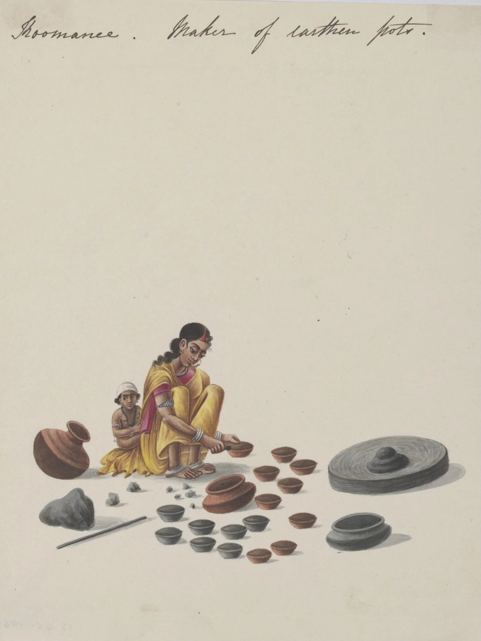 Maker of earthen pots, by Unknown, paint, 1826