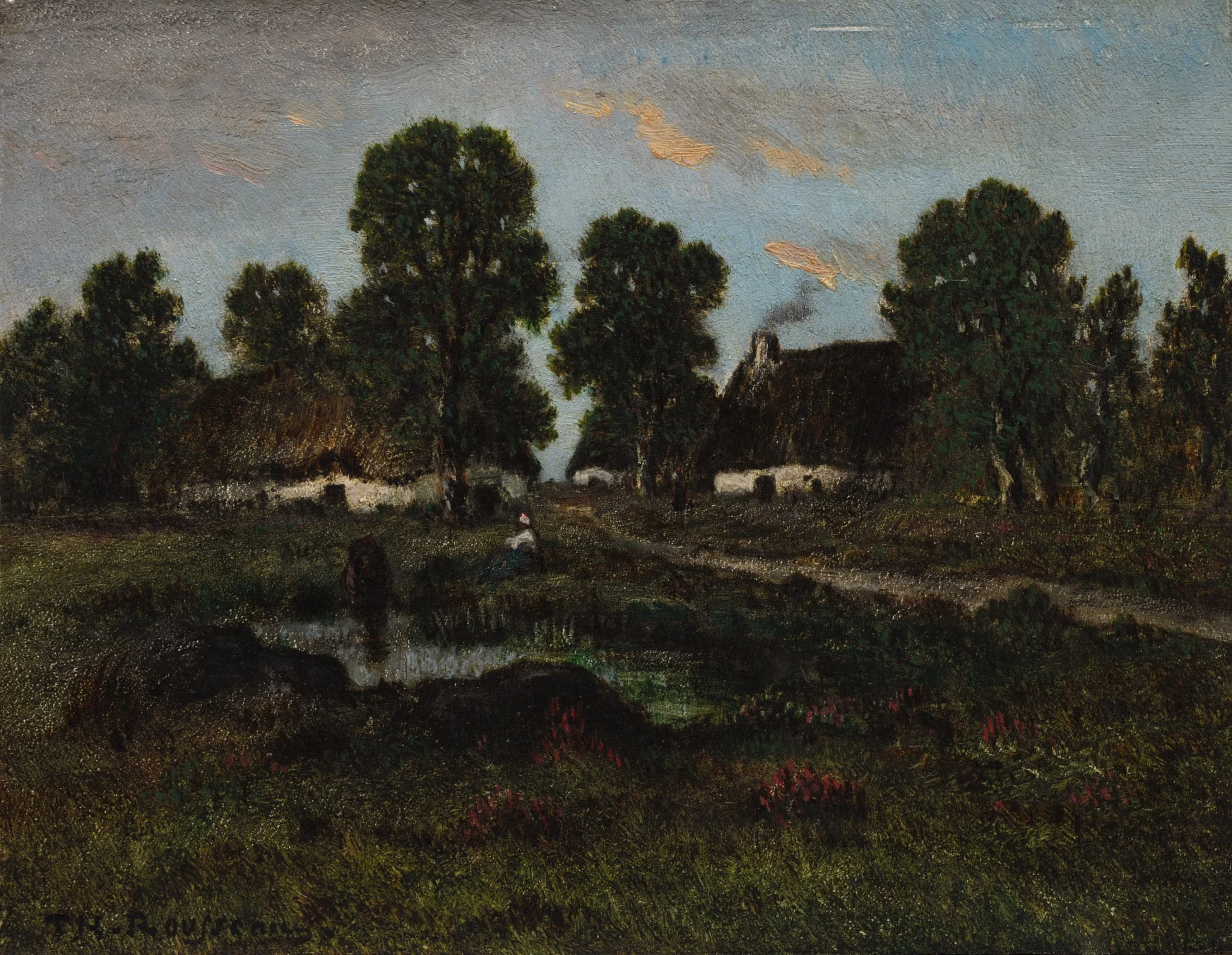 Cottages Near Larchant, by Théodore Rousseau, unspecified, 1840