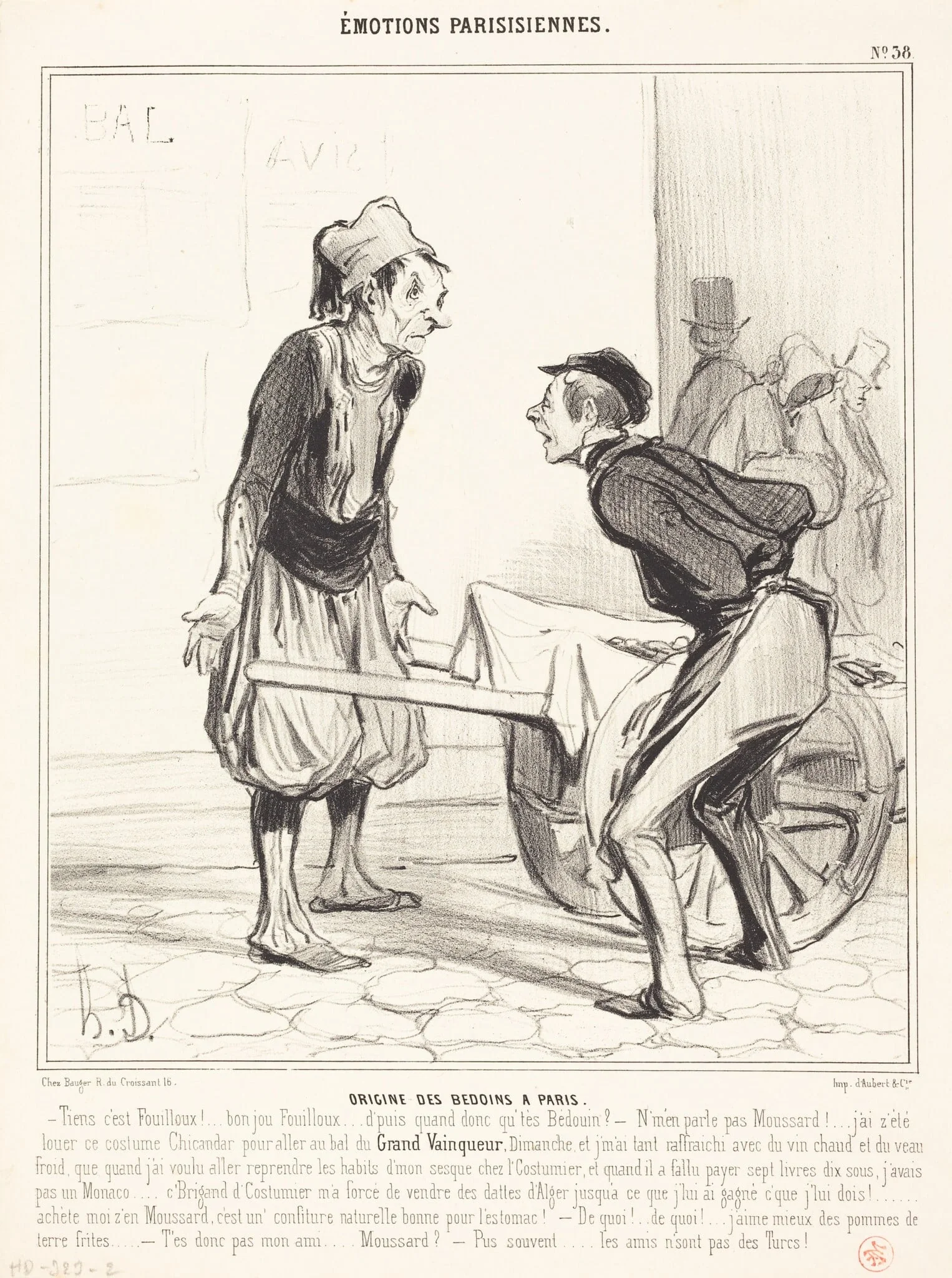 Origine des Bédoins a Paris, by Honoré Daumier, ink, 1841