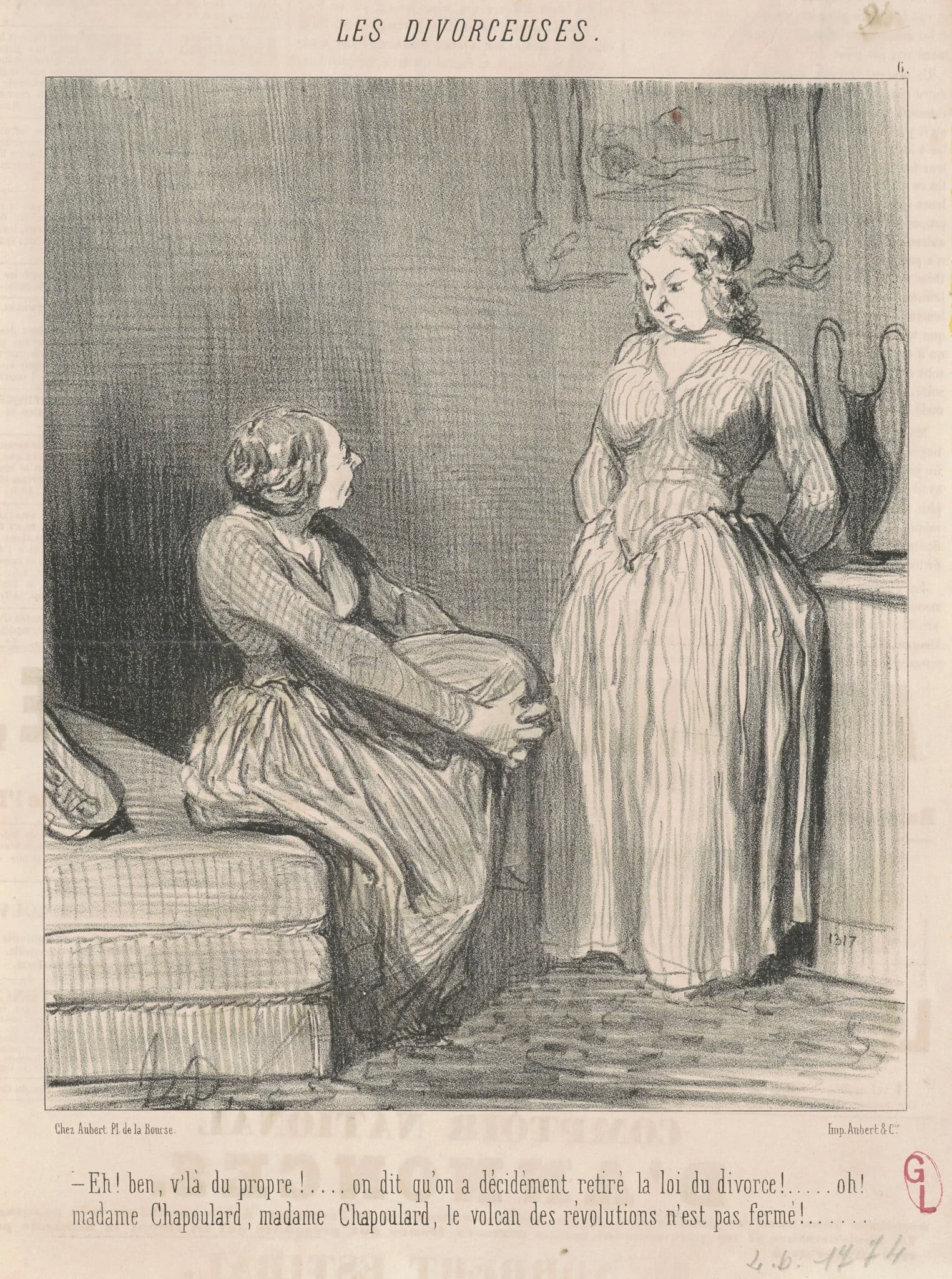 Eh! Ben, v'la du propre! ... on dit ..., by Honoré Daumier, ink, 1848