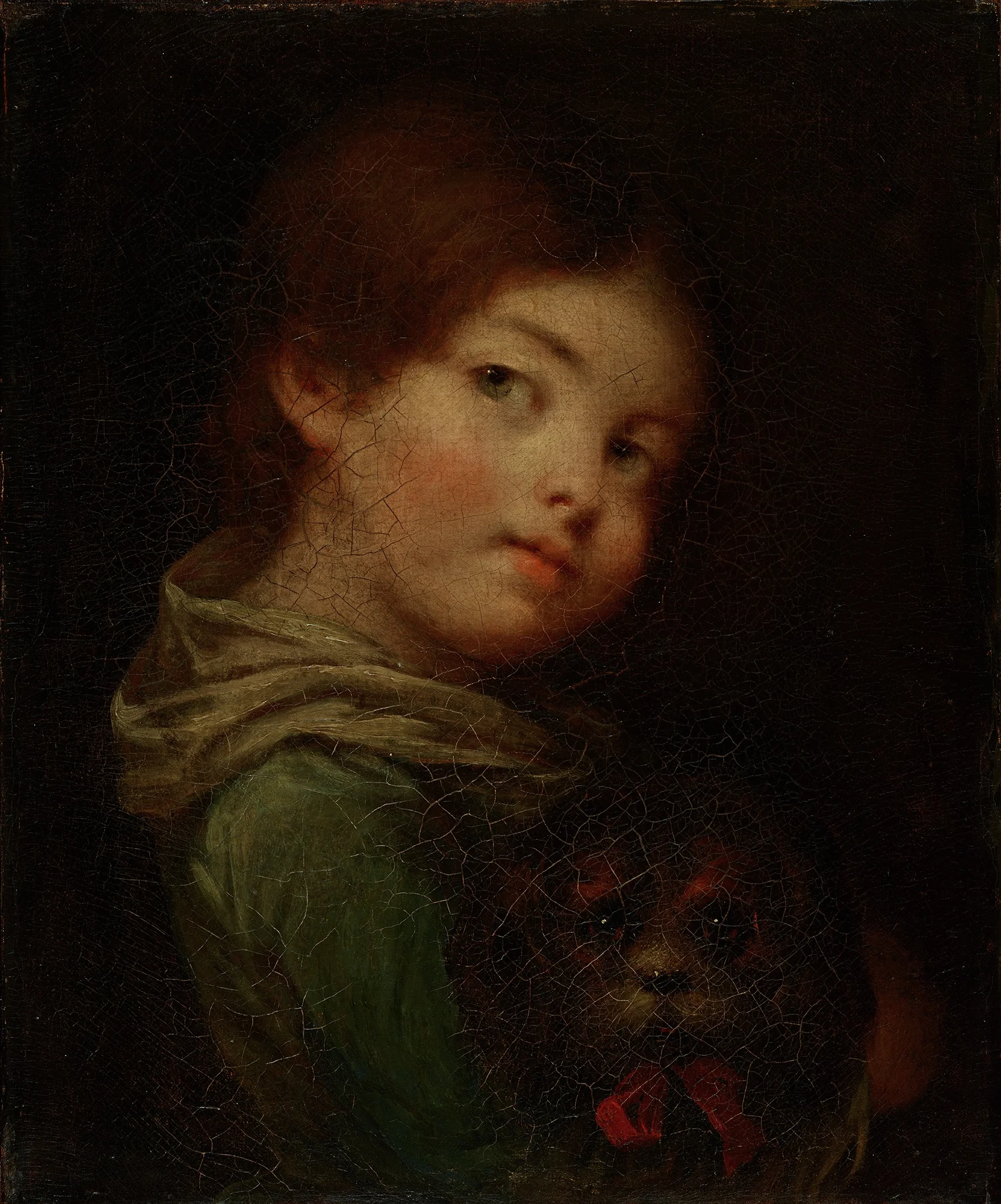 Little girl with Bolognese dog