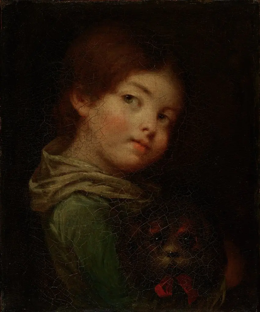 Little girl with Bolognese dog