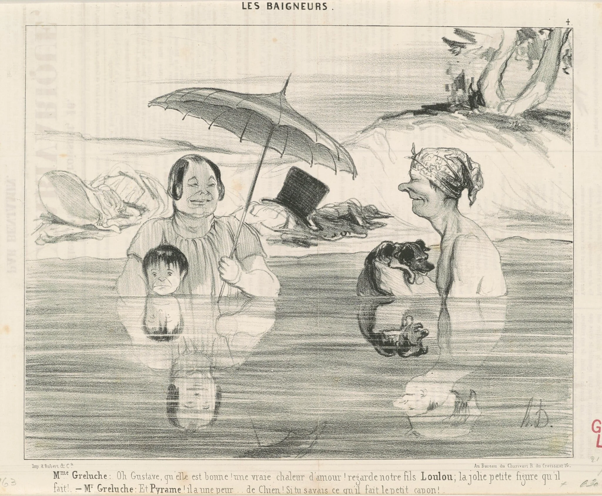 Mme Greluche: Oh Gustave, qu'elle est bonne!, by Honoré Daumier, ink, 1839