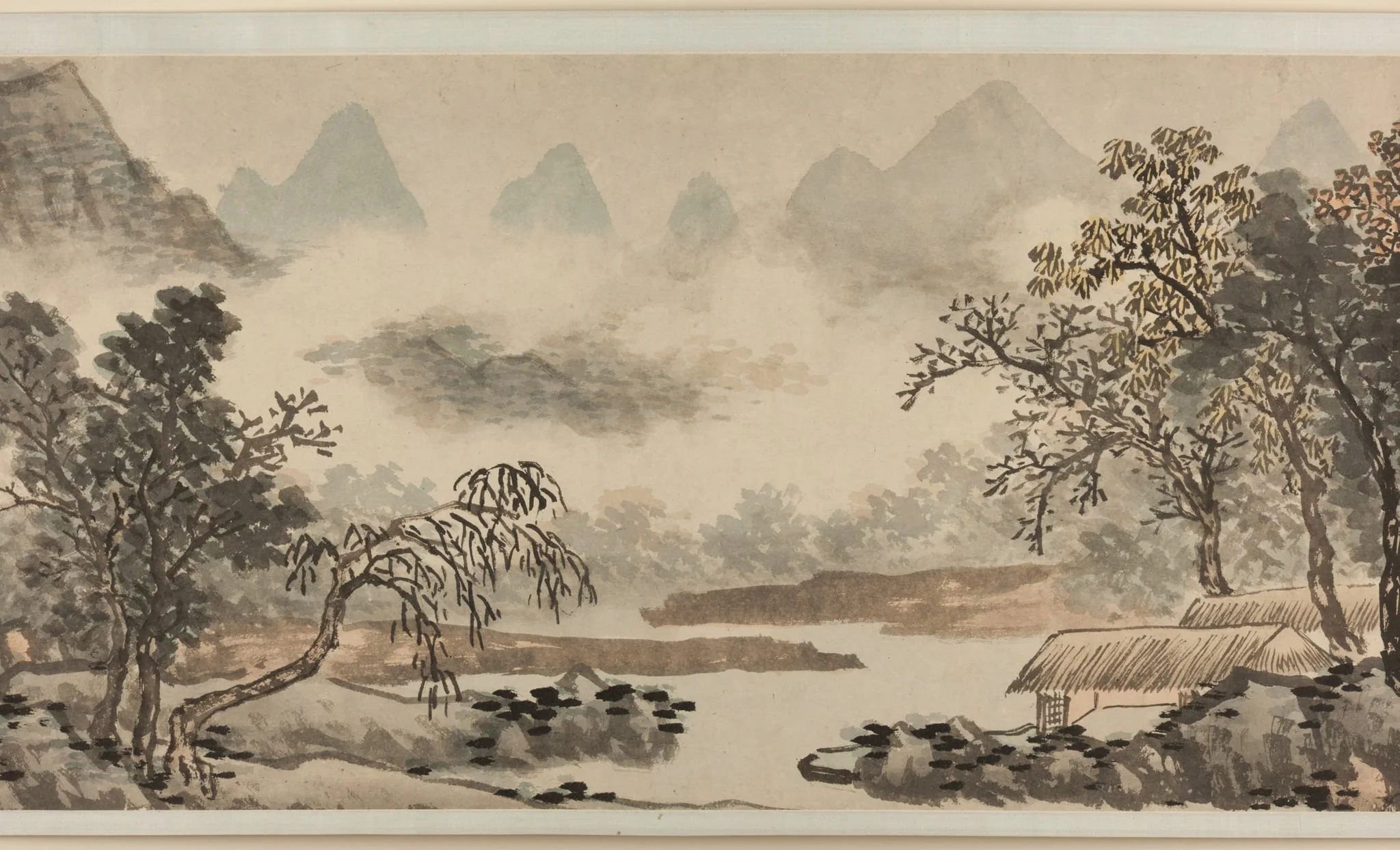 Clouds over the River before Rain 溪雲欲雨圖, by Shen Zhou, ink, 1474
