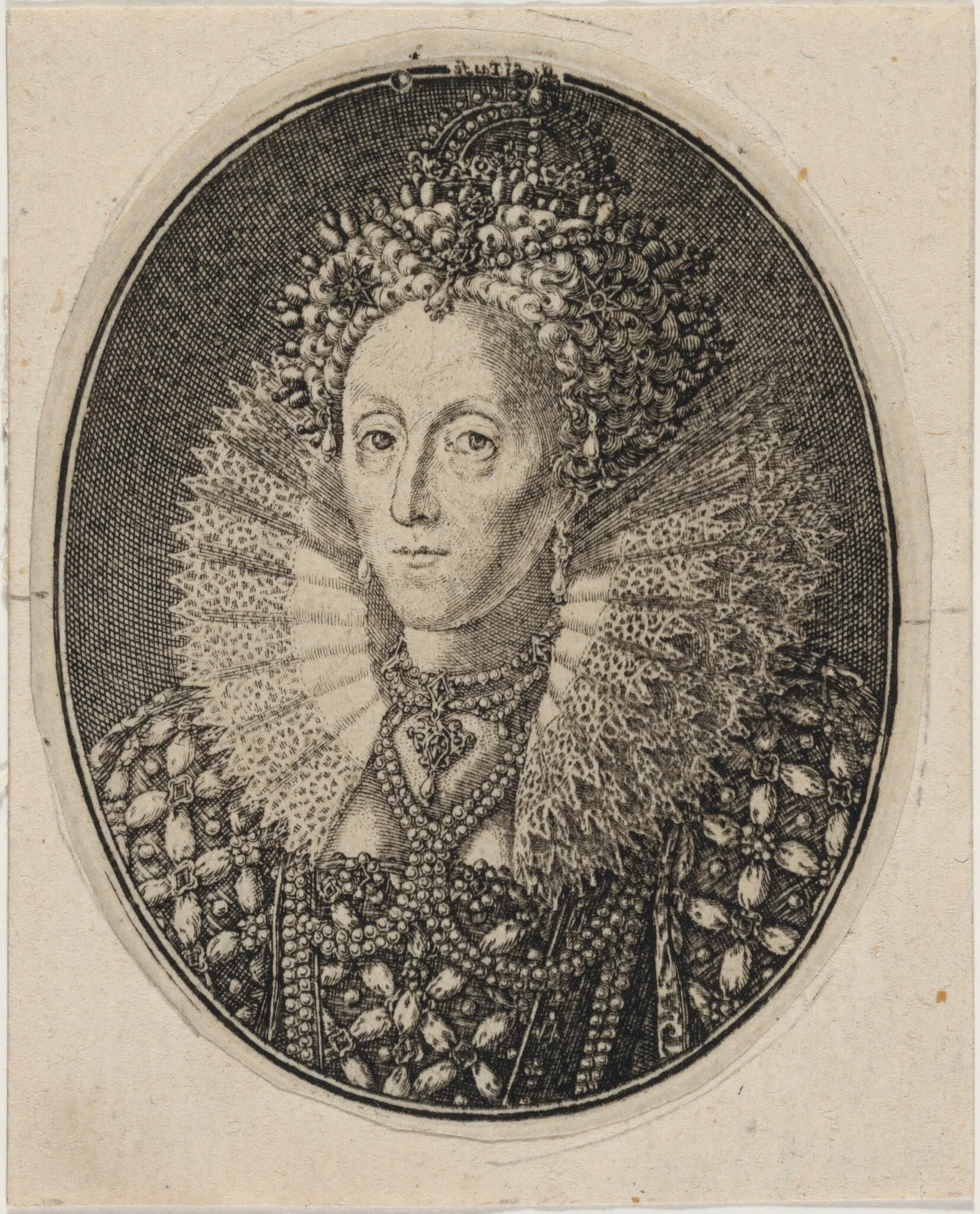Elizabeth, Queen of England, by Simon van de Passe, ink, 1621