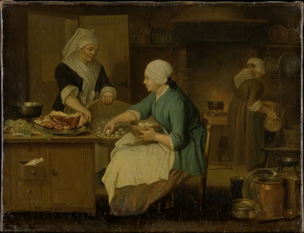 Kitchen Interior with Three Women