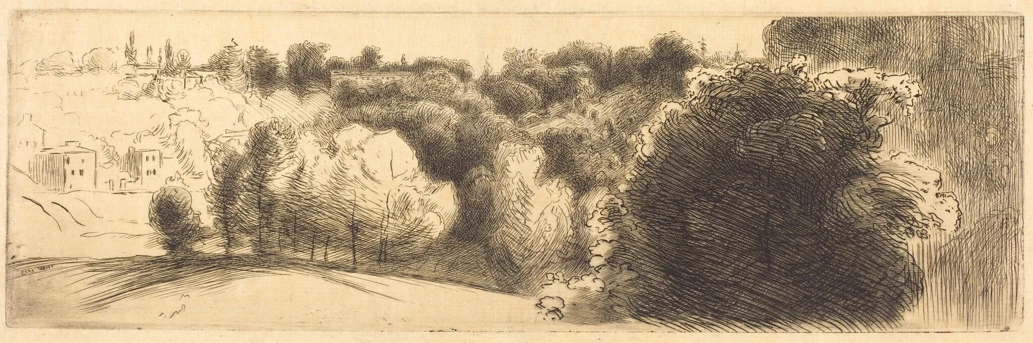 The Road Leading to Bellevue (Le Chemin montant à Bellevue), by Félix Bracquemond, ink, 1873