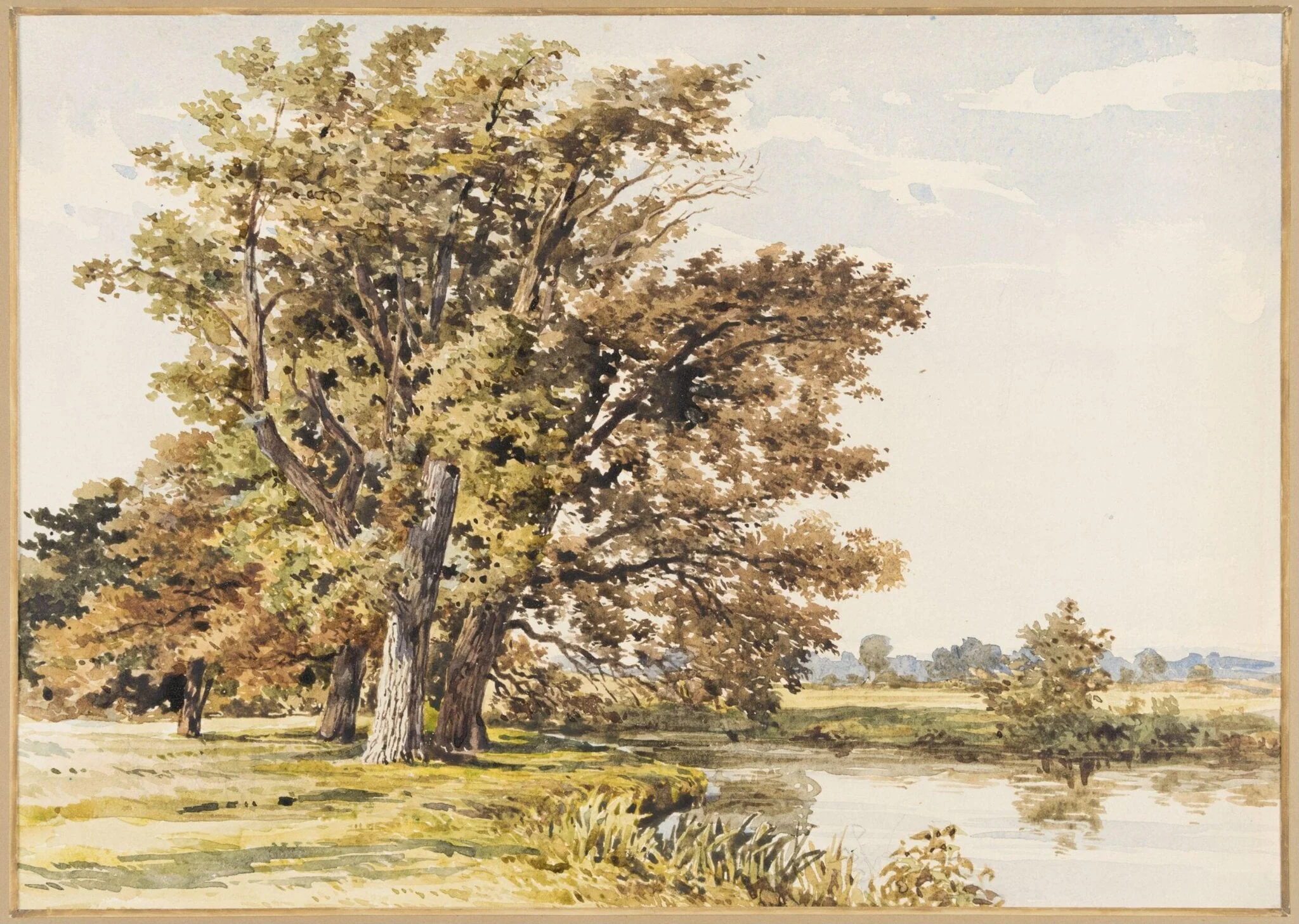 River scene in Surrey, by Charles Claude Pyne, watercolor, 1822