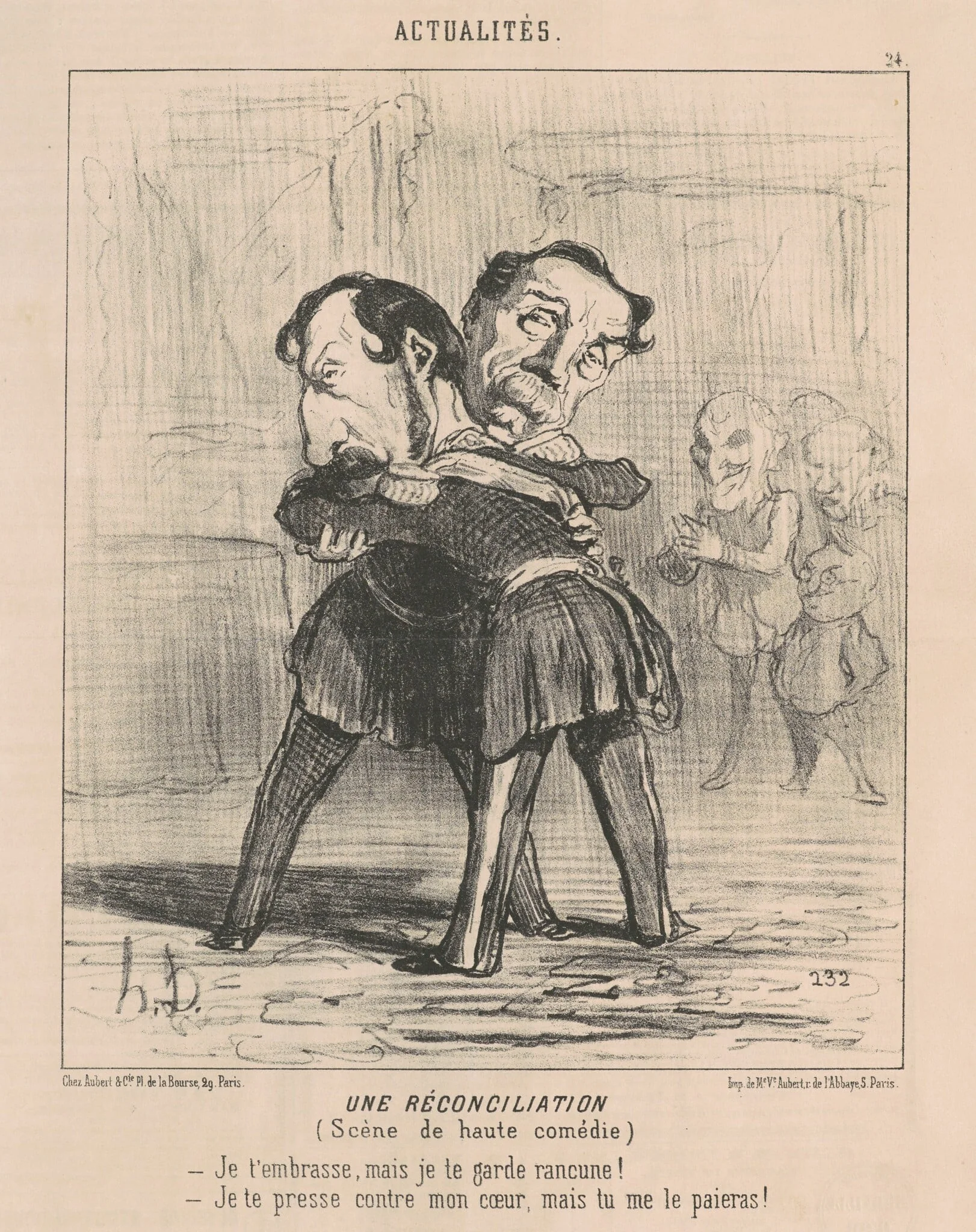 Un réconciliation, scène de haute comédie ..., by Honoré Daumier, ink, 1850