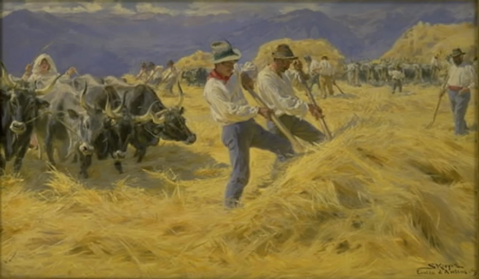 Threshing in the Abruzzi. Cività d'Antino, by Unknown, 1890
