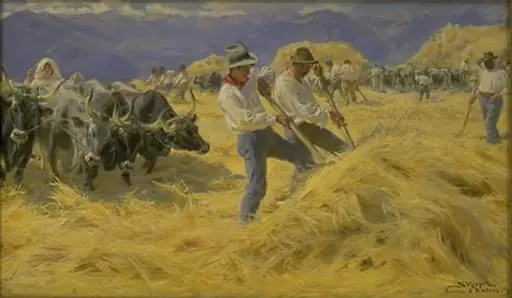Threshing in the Abruzzi. Cività d'Antino