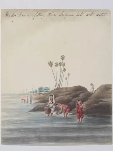 Hindu women filling their Kedjeree pots with water