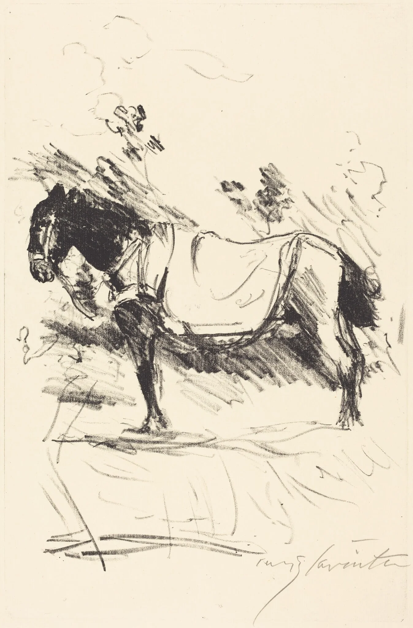 Reitpferd (Riding-Horse), by Lovis Corinth, ink, 1916