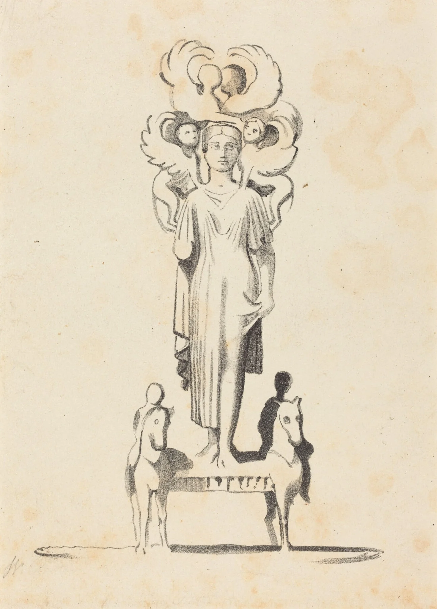 Bronze Figure of Minerva, Found in the Barrowof Achilles, by W. Walton, ink, 1829