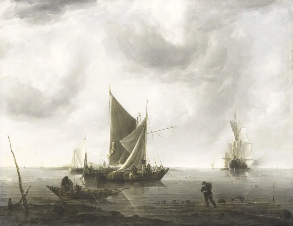 Ships at anchor on a quiet sea