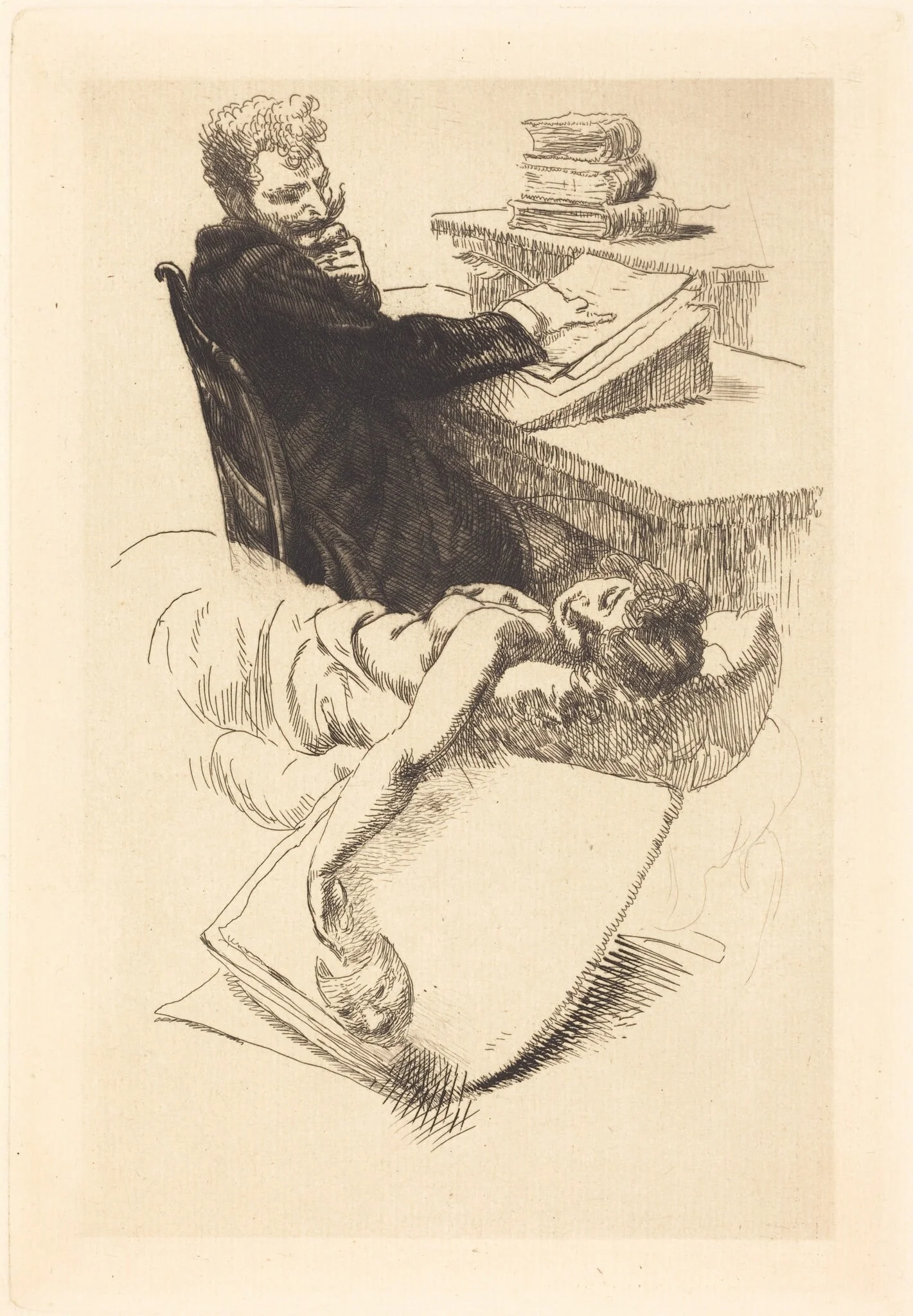 Frontispiece for "L'Affaire Clémenceau", by Paul-Albert Besnard, ink, 1905