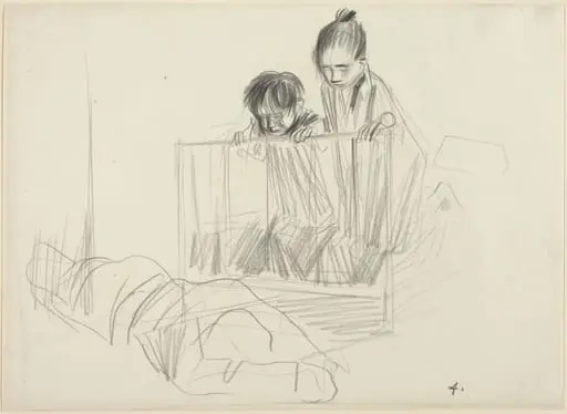 Children Looking over the Edge of a Crib