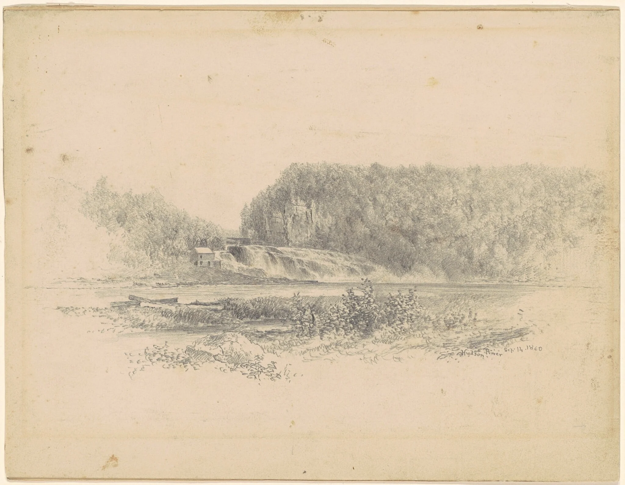 Hudson River, by Homer Dodge Martin, graphite, 1860