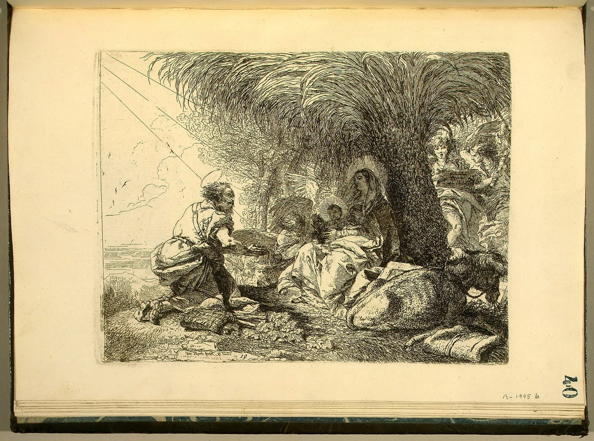 The Rest on the Flight with Joseph in Adoration, by Giovanni Domenico Tiepolo, ink, 1752