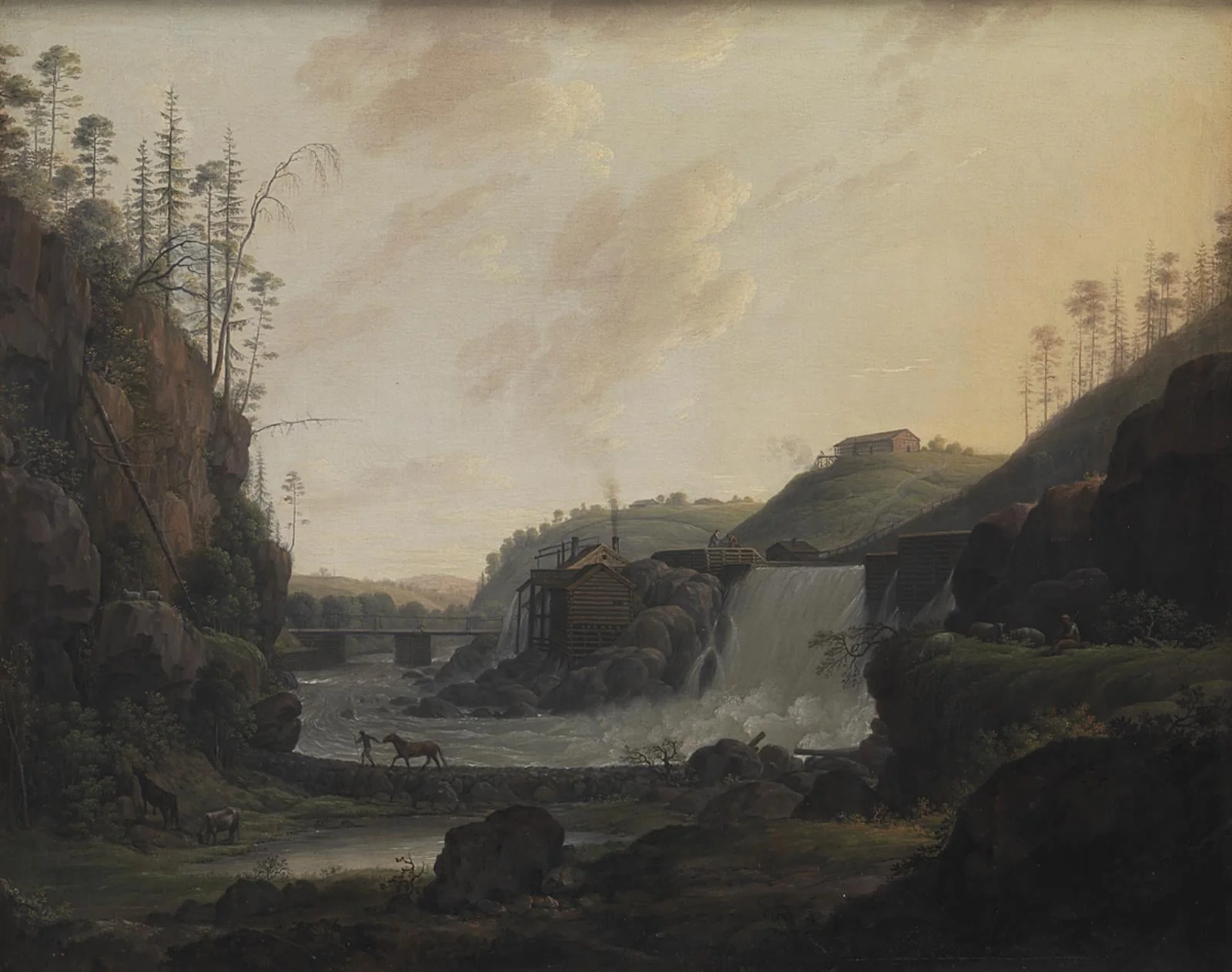 River Landscape with a Waterfall near Bogstad in Norway, by Unknown, unspecified, 1789