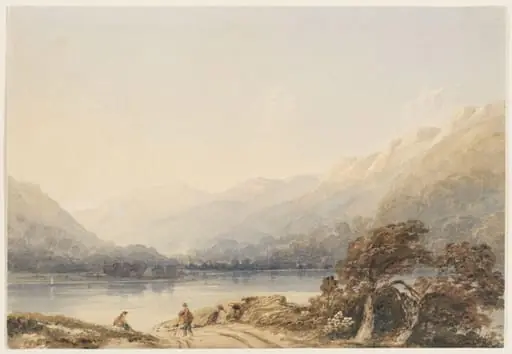 Lake scene with mountains