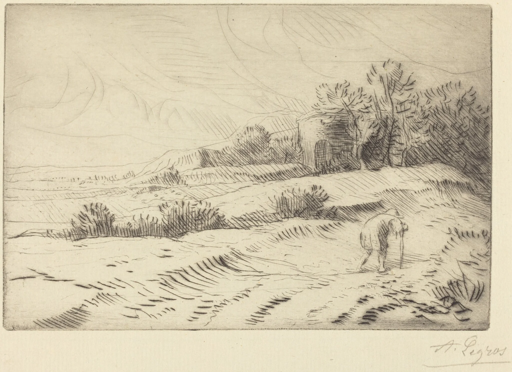 Tower (La tour), by Alphonse Legros, ink, 1874