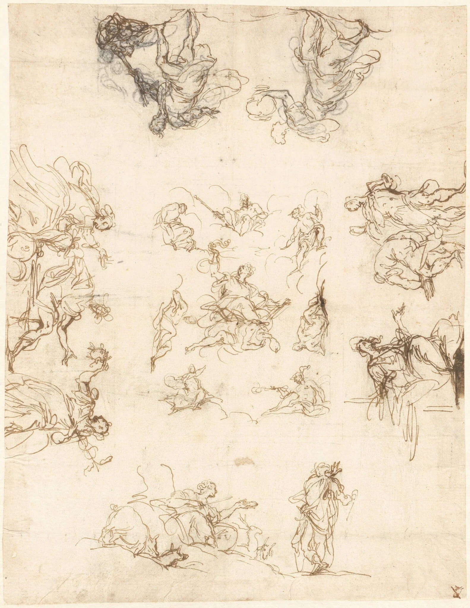 A Compartmented Ceiling with Allegories and Myths, by Alessandro Maganza, ink, 1584