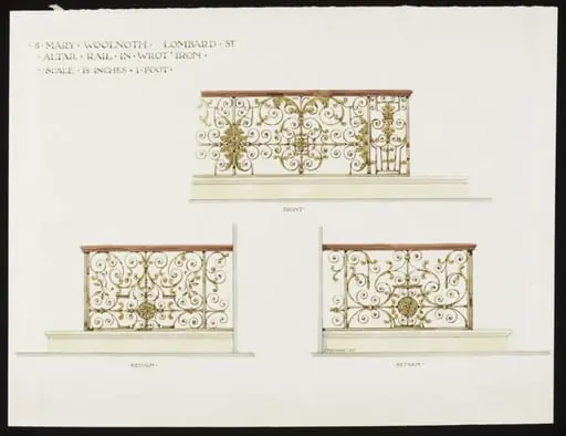 Drawing of the alter rail, St. Mary Woolnoth, Lombard Street, E.C.