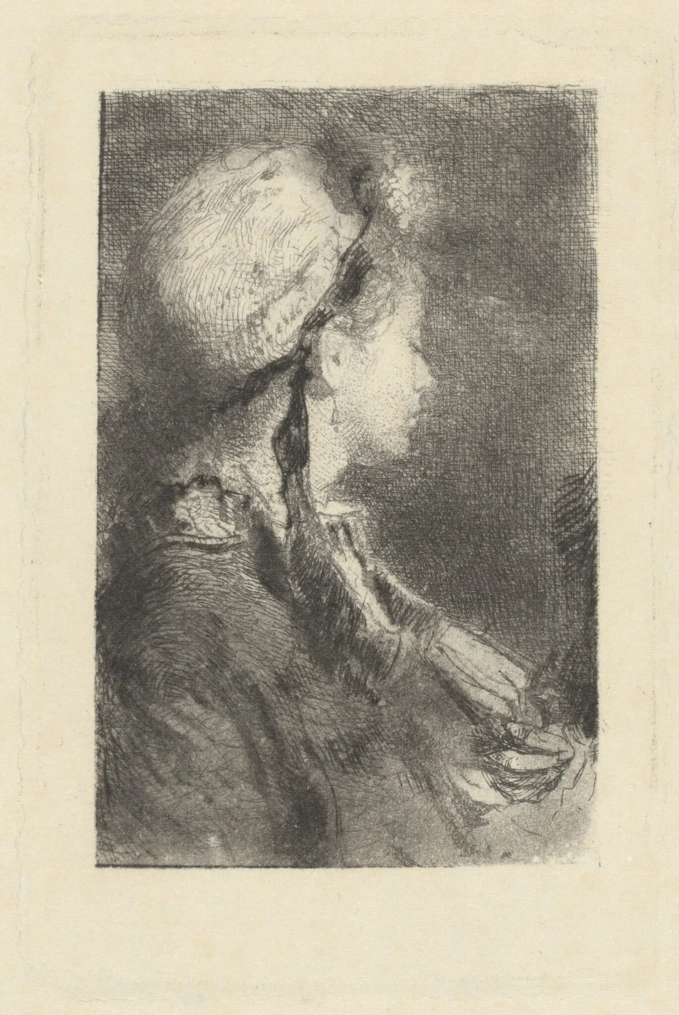 The Artist's Wife in Profile Facing Right, by Mosè Bianchi, ink, 1880