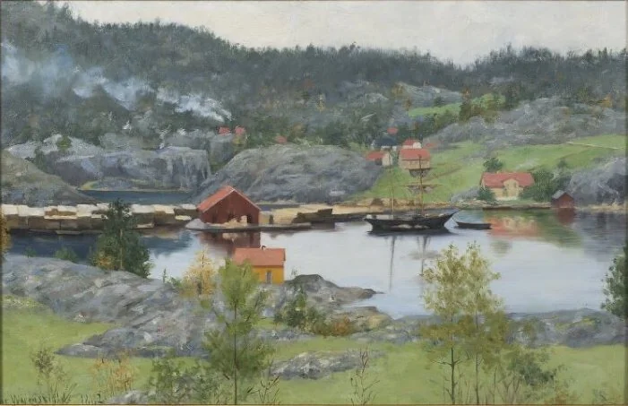 Fiord Landscape, by Sophie Werenskiold, oil, 1892