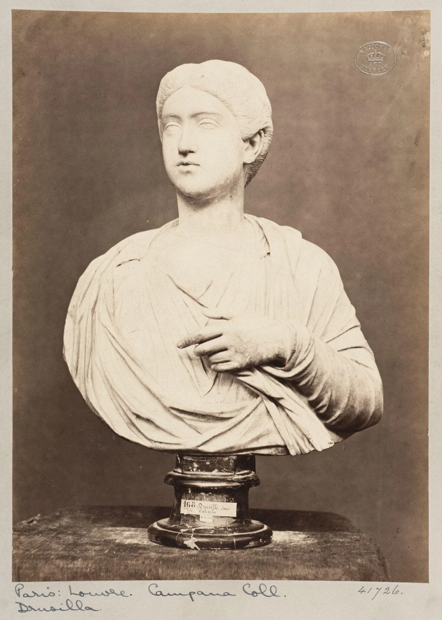 Marble bust o f Drucille, sister of the Emperor Caligula, by Louise Laffon, photographic, 1864