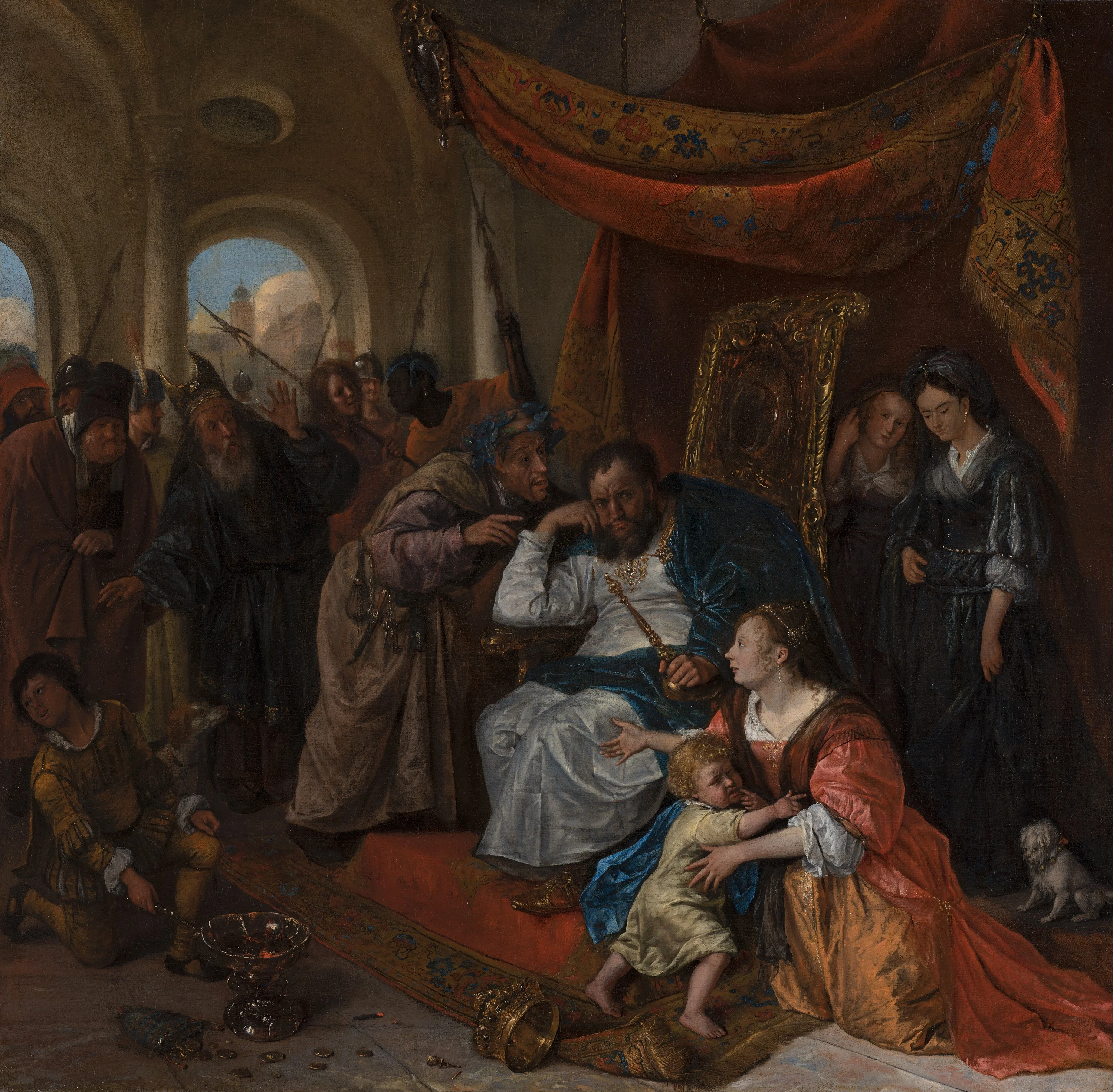 Moses and Pharaoh’s Crown, by Jan Steen, oil, 1670