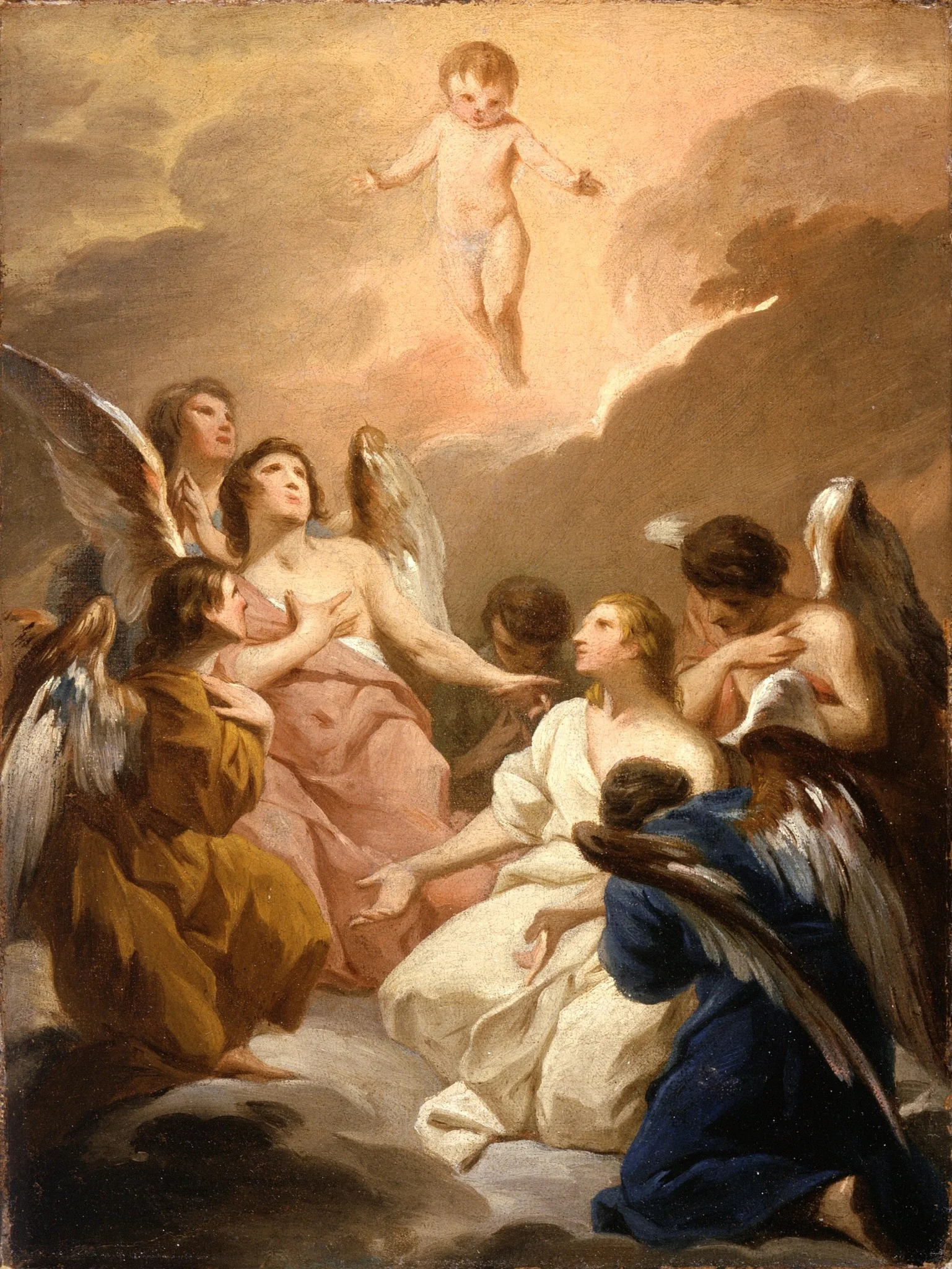 Seven Angels Adoring the Christ Child, by Pierre Subleyras, unspecified, 1735