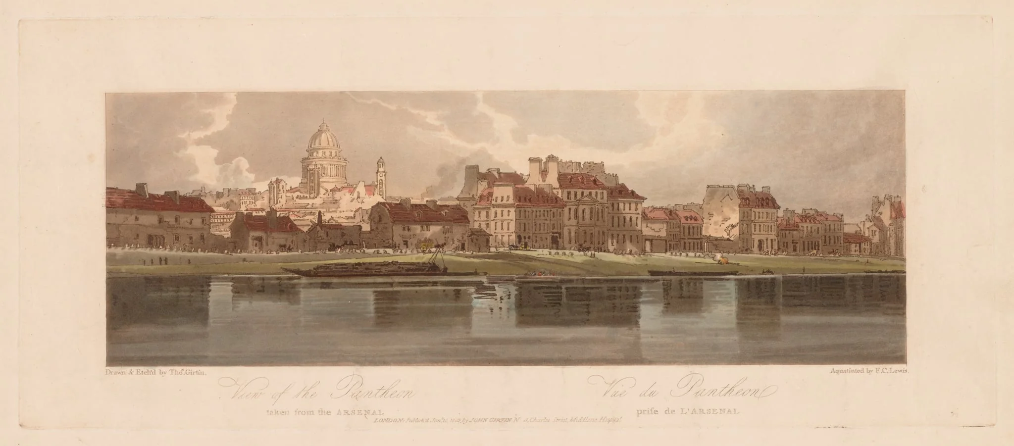 A Selection of Twenty of the Most Picturesque Views in Paris: View of the Pantheon taken from the Arsenal, by Girtin, 1803