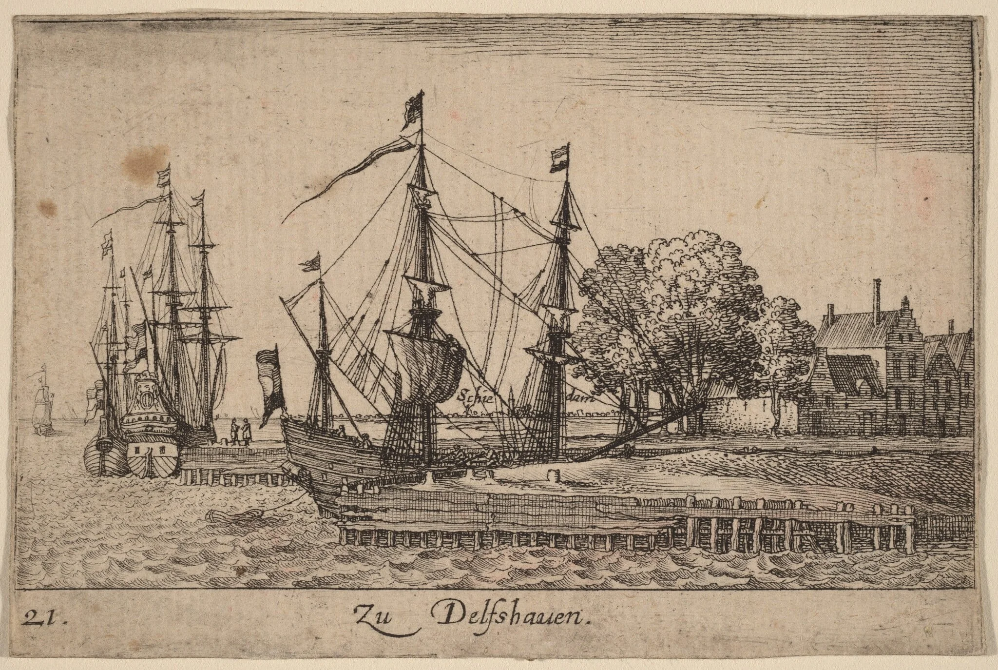 Delfshaven, by Wenceslaus Hollar, ink, 1635